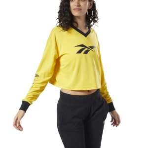 Crop Top Damskie Reebok Classic Vector Głęboka Zielone Żółte PL 01UPCGM